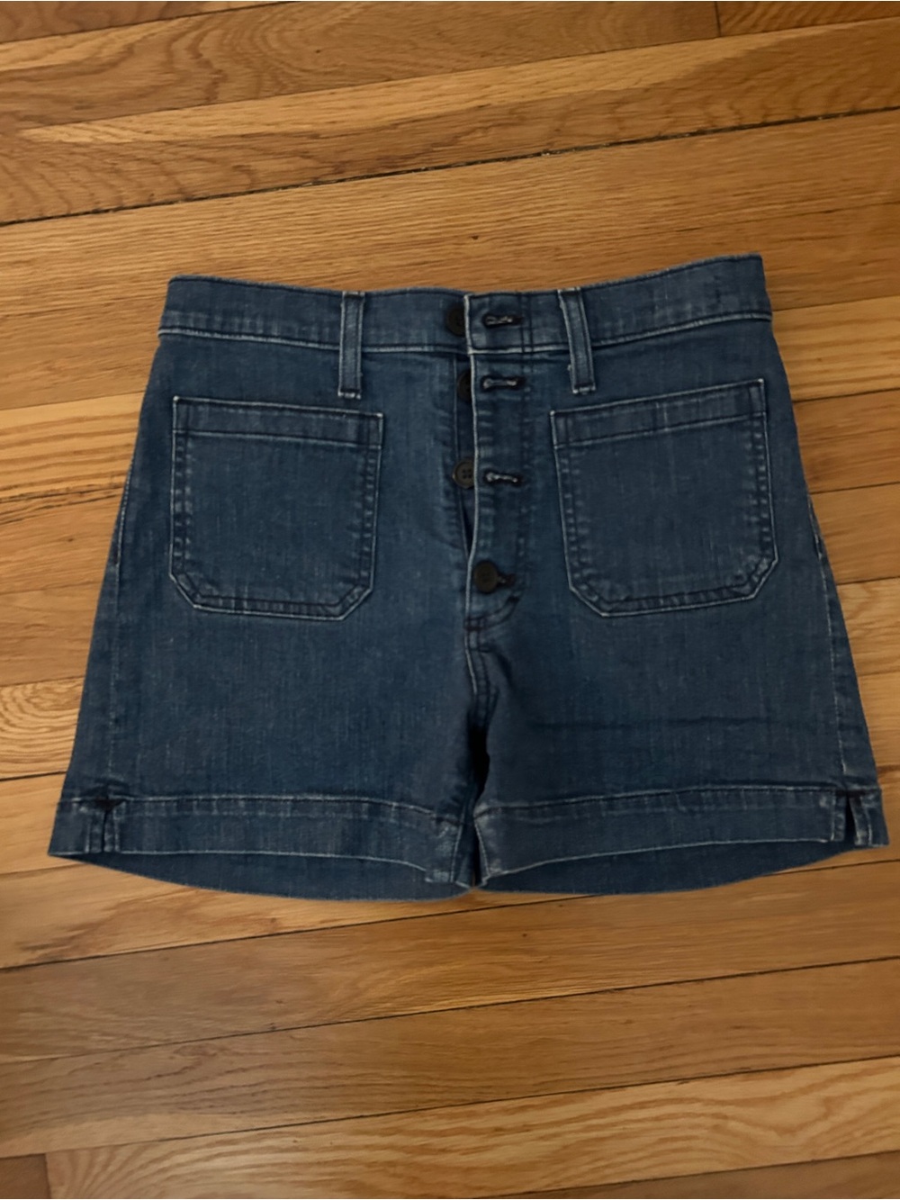 J.Crew Denim High-Rise Button-Front Women’s Shorts - Blue